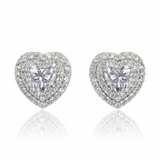 2 Carat Moissanite Halo Heart Stud Earrings — GRA Certified VVS D Color