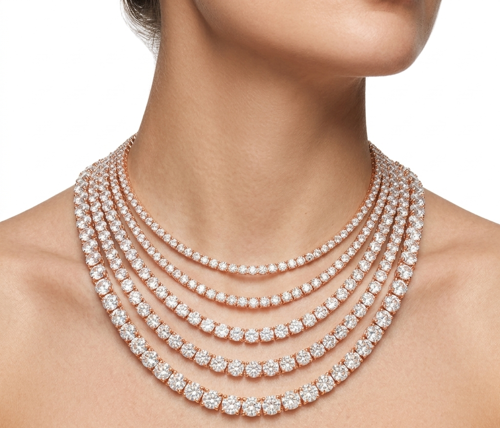 Moissanite Tennis Chain 3MM Rose Gold