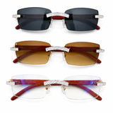 Moissanite Wood Temple Glasses Iced Out