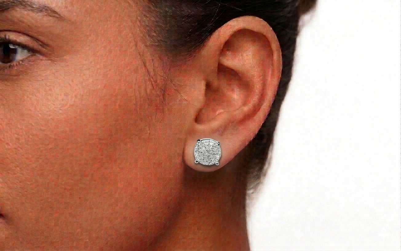 Moissanite Halo Stud Earrings Men Women