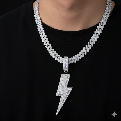 Moissanite Lightning Bolt Pendant Iced Out | 5.97ct VVS D Color | 925 Silver