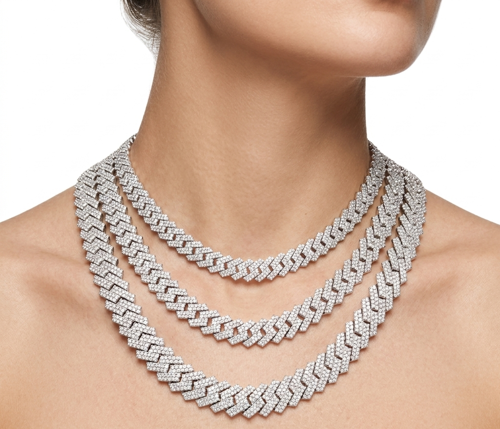 Moissanite Cuban Link Chain 12MM 925 Silver
