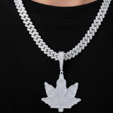Moissanite Leaf Pendant 3.60CT Iced Out