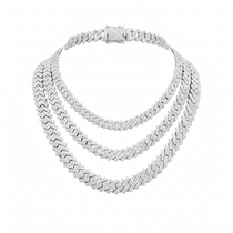 Moissanite Cuban Link Chain 12MM 925 Silver, VVS D Color moissanite links.