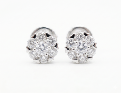Moissanite flower cluster stud earrings 5-7.5MM women VVS D color GRA certified 925 silver Atlanta Paradise Gems