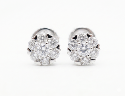 Moissanite flower cluster stud earrings 5-7.5MM women VVS D color GRA certified 925 silver Atlanta Paradise Gems