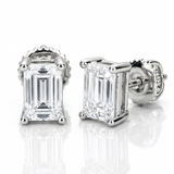Moissanite Emerald Cut Stud Earrings 5-6MM