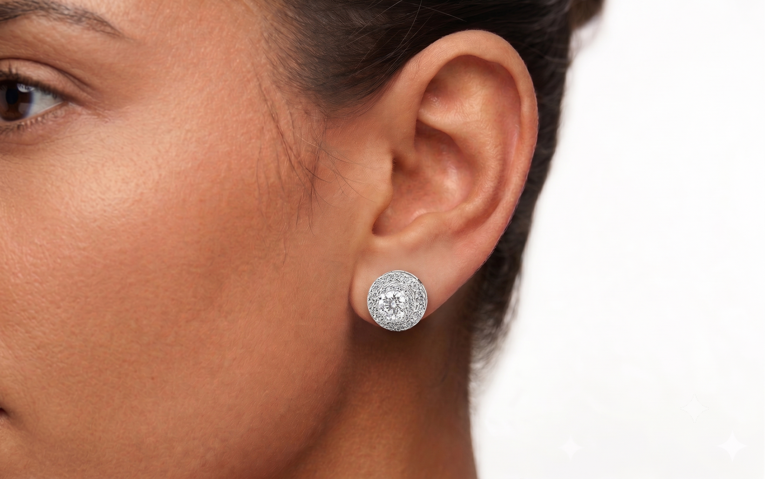 Moissanite Double Pave Halo Earrings 9MM