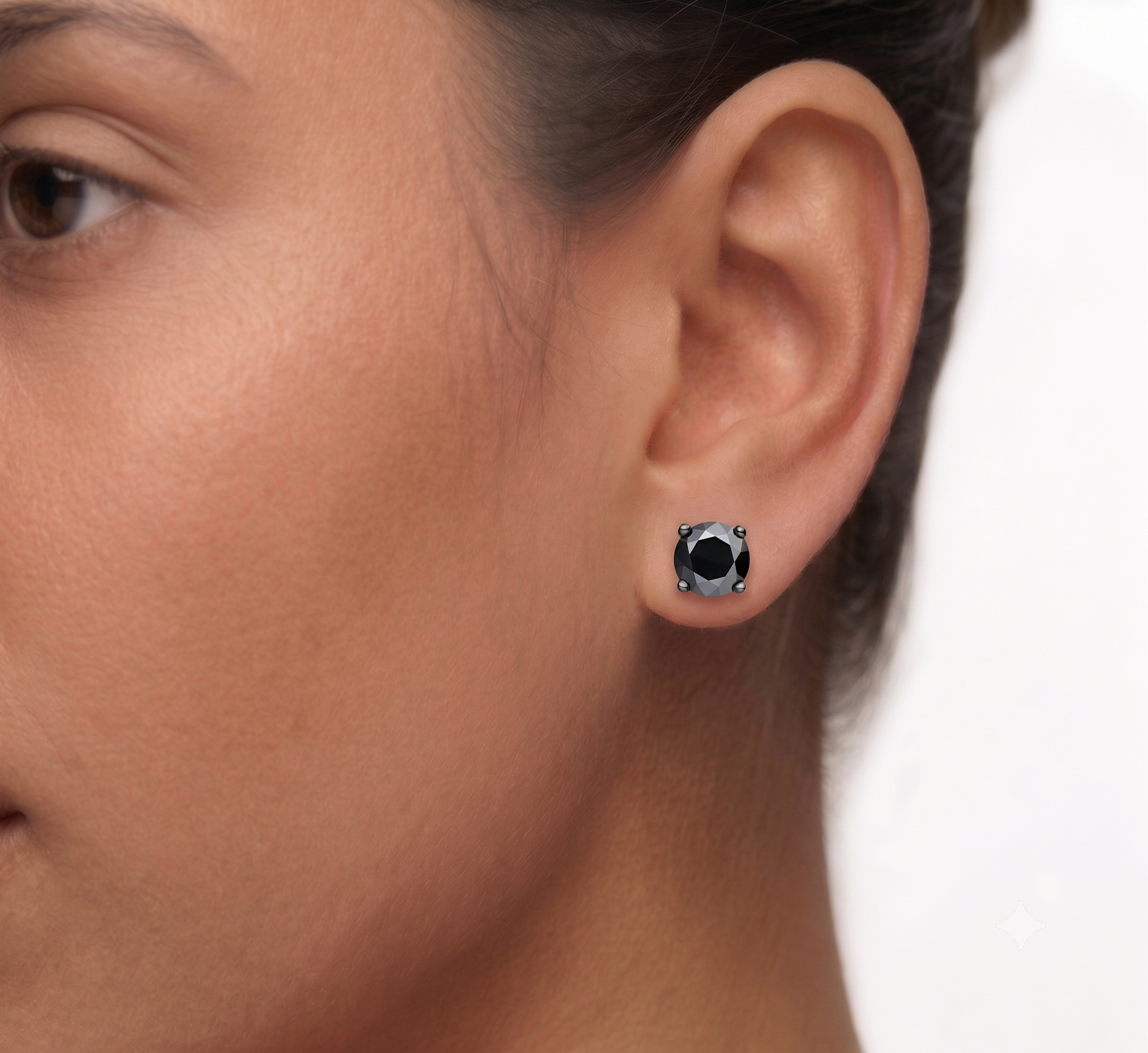 Mens Black Moissanite Stud Earrings