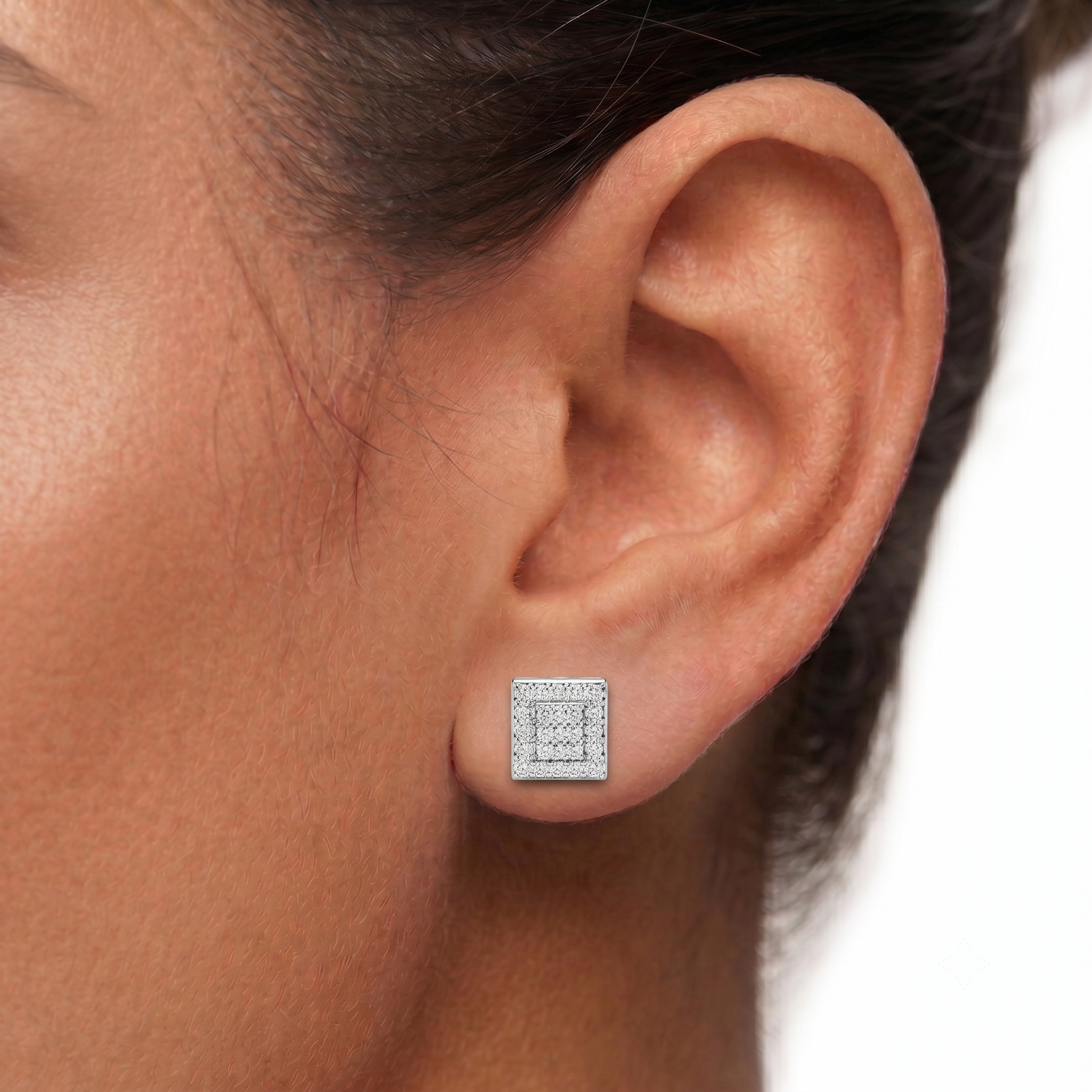 Moissanite Iced Out Square Stud Earrings 8MM