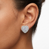 2 Carat Moissanite Halo Heart Stud Earrings — GRA Certified VVS D Color