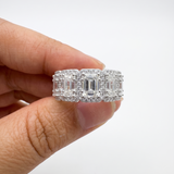 Emerald Cut Moissanite 5-Stone Halo Band
