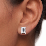Moissanite Emerald Cut Stud Earrings 5-6MM