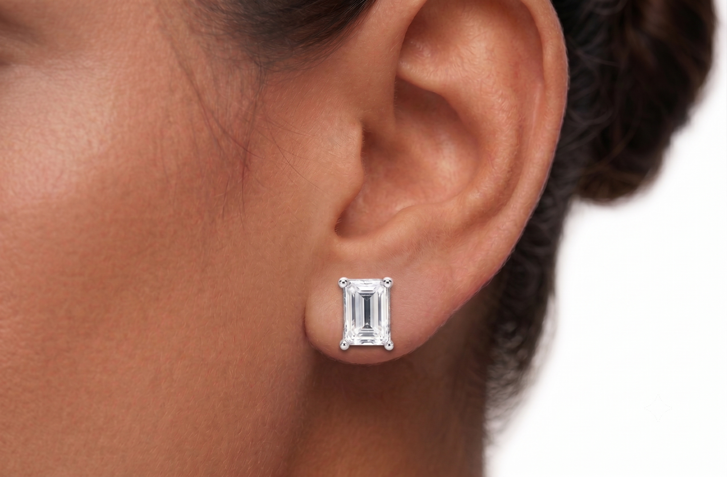 Moissanite Emerald Cut Stud Earrings 5-6MM