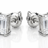 Moissanite Emerald Cut Stud Earrings 5-6MM