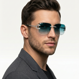 Moissanite Green Lens Rimless Sunglasses
