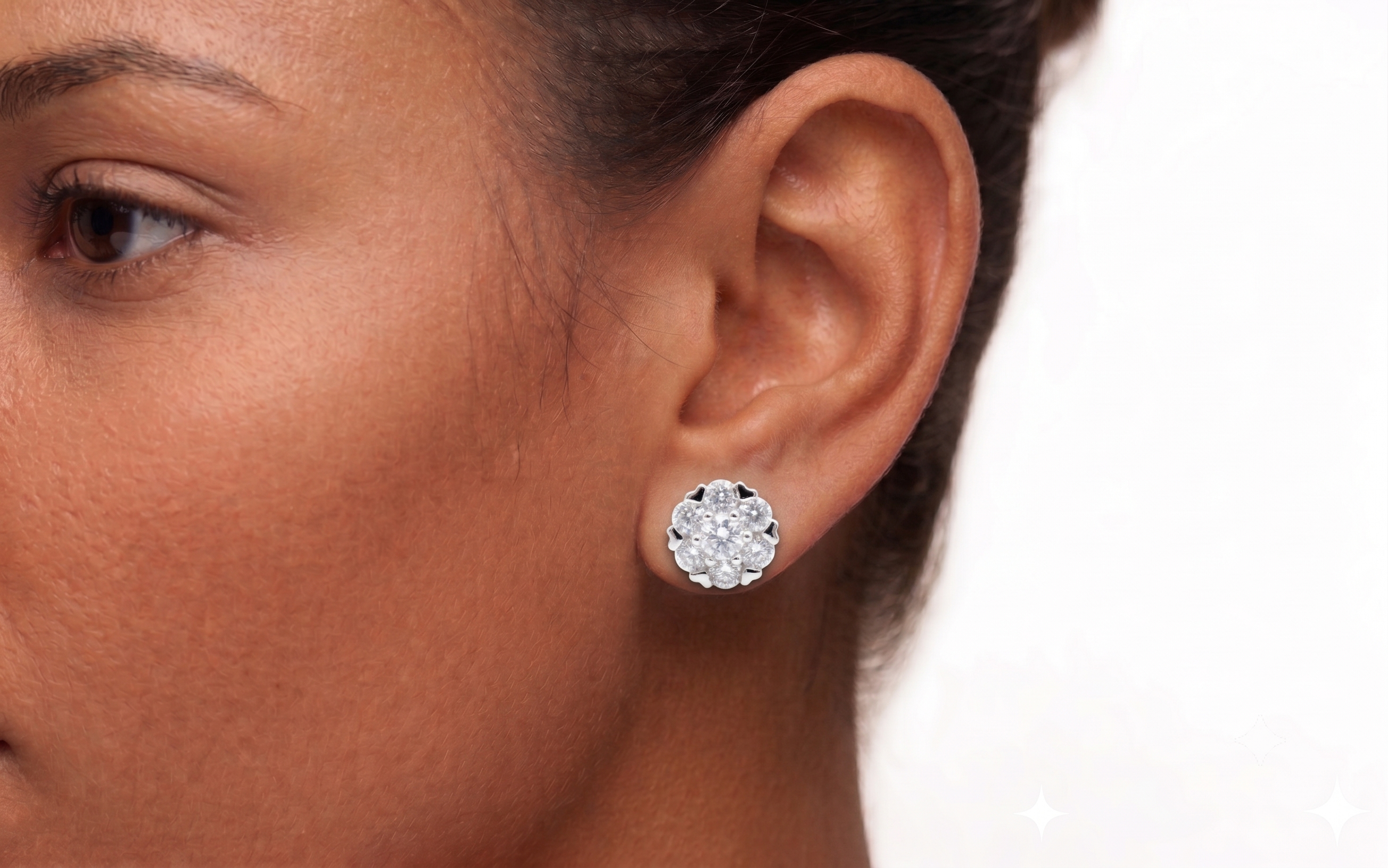 Moissanite Flower Cluster Studs 5-7.5MM