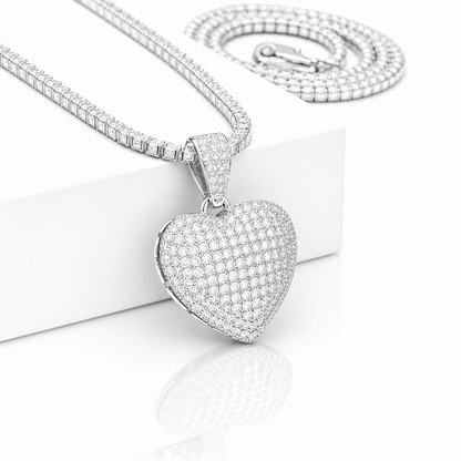 Moissanite puffed heart charm 1.5CT iced out VVS D color GRA certified 925 silver Atlanta Paradise Gems