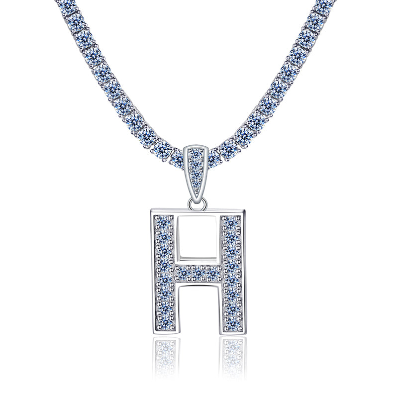 A-Z Letter initials - Alphabet charm with Moissanite VVS D Color with 925 Silver 1.00 CARAT | PASS DIAMOND TESTER!!!! WITH NECKLACE/WITHOUT NECKLACE
