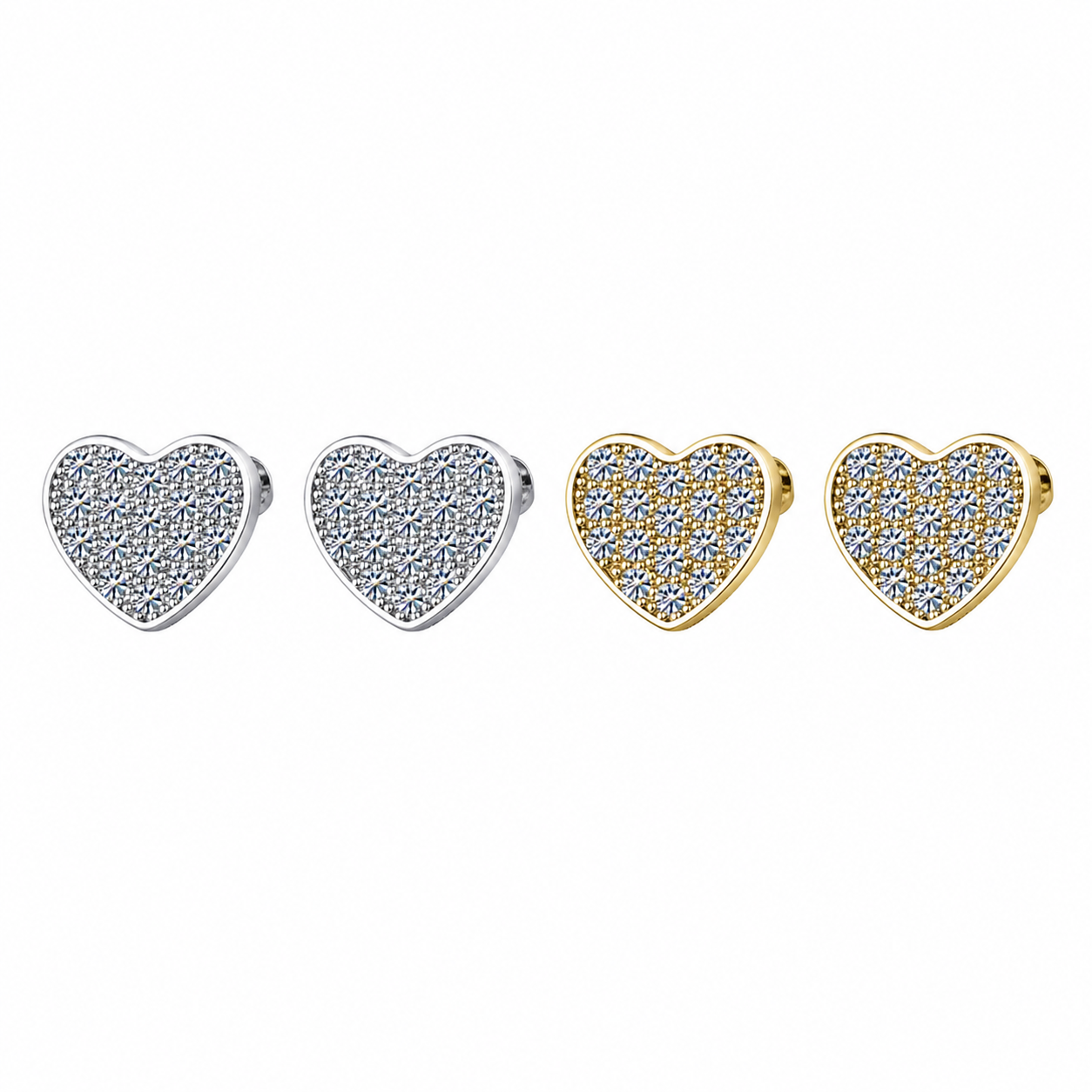 Moissanite Heart Stud Earrings for Women — VVS D Color GRA Certified 925 Sterling Silver