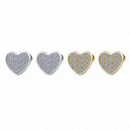 Moissanite Heart Stud Earrings for Women — VVS D Color GRA Certified 925 Sterling Silver