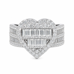 Heart shaped moissanite baguette pave ring 1.6CT VVS D color GRA certified 925 sterling silver Atlanta