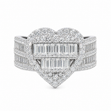 Heart shaped moissanite baguette pave ring 1.6CT VVS D color GRA certified 925 sterling silver Atlanta
