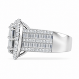 1.60 CTW DEW heart shaped moissanite ring baguette round VVS D color 925 sterling silver 
