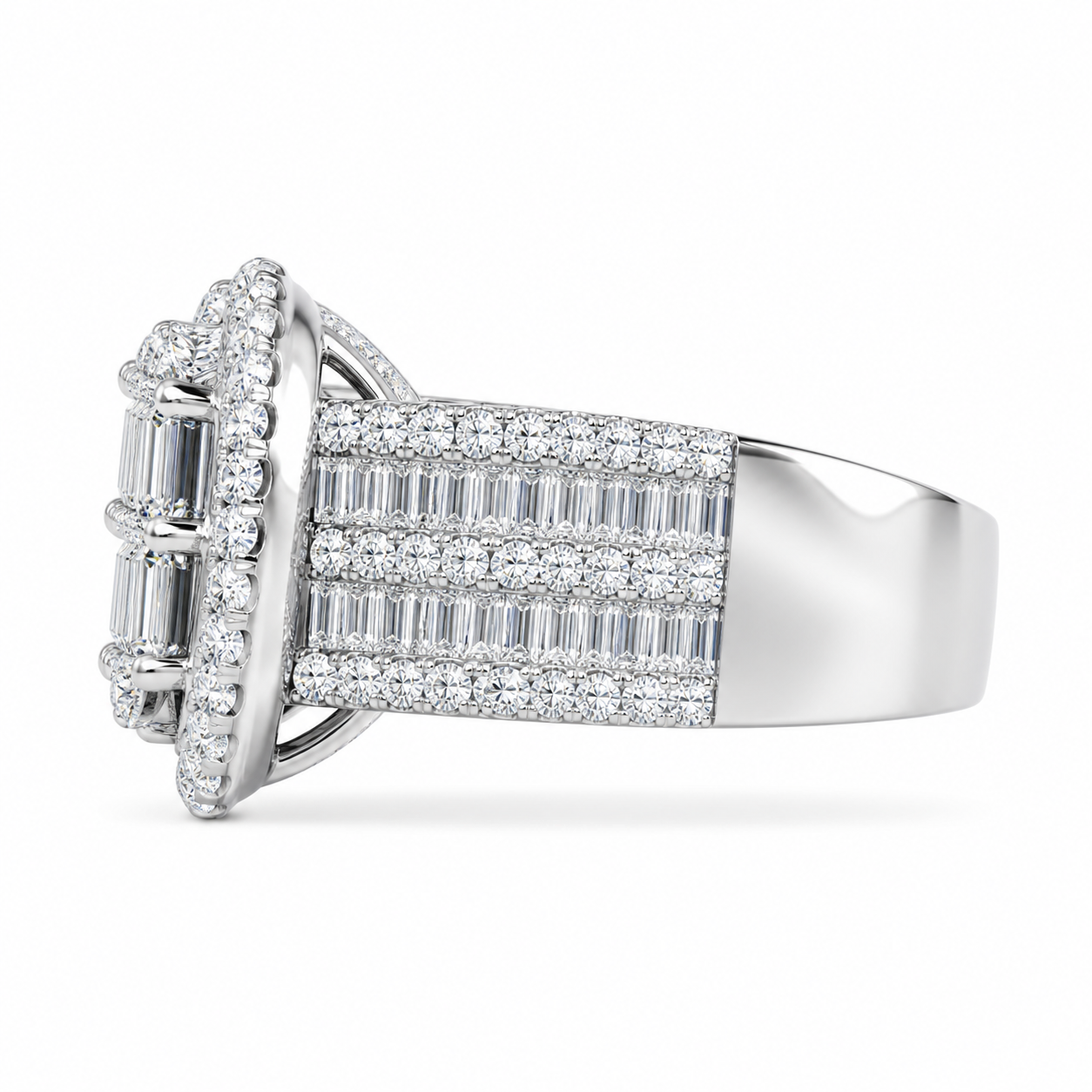 1.60 CTW DEW heart shaped moissanite ring baguette round VVS D color 925 sterling silver 