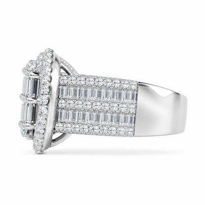 1.60 CTW DEW heart shaped moissanite ring baguette round VVS D color 925 sterling silver 
