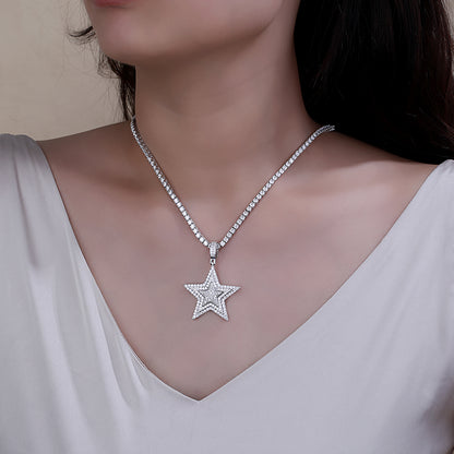 2.00 Carat Moissanite Star Pendant Iced Out in 925 Sterling Silver