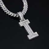 A-Z Letter Initials Baguette Style - Alphabet charm with Moissanite Diamond VVS D Color with 925 Silver 3.50 CARAT | PASSES DIAMOND TESTER!!