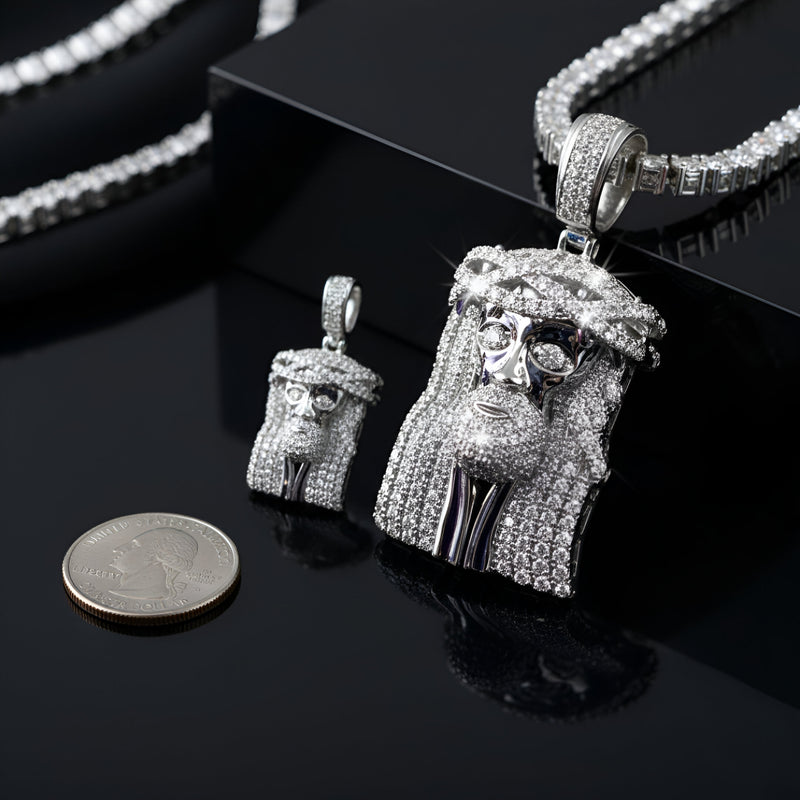 Ice out Hip-Hop Jesus Charm VVS D Color Moissanite | 14K Gold Plated - 925 silver | PASS DIAMOND TESTER!!!