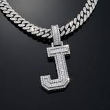 A-Z Letter Initials Baguette Style - Alphabet charm with Moissanite Diamond VVS D Color with 925 Silver 3.50 CARAT | PASSES DIAMOND TESTER!!