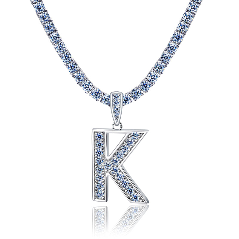 A-Z Letter initials - Alphabet charm with Moissanite VVS D Color with 925 Silver 1.00 CARAT | PASS DIAMOND TESTER!!!! WITH NECKLACE/WITHOUT NECKLACE
