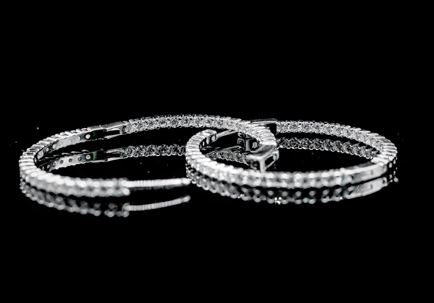 Moissanite Diamond VVS D Color Stunning Hoops Real Silver 925 - 25MM-45MM| PASS DIAMOND TESTER