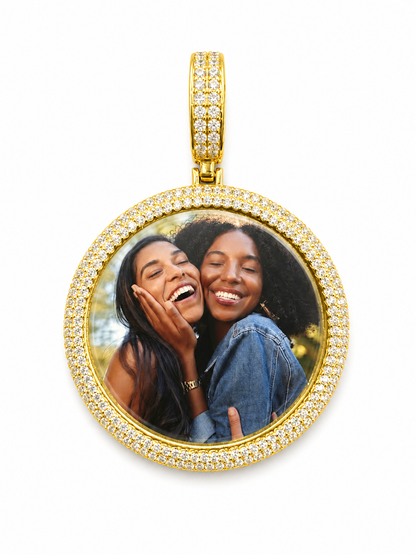 Custom Moissanite Photo Pendant | VVS D Color | 925 Silver | 35MM | Free Picture Fixing