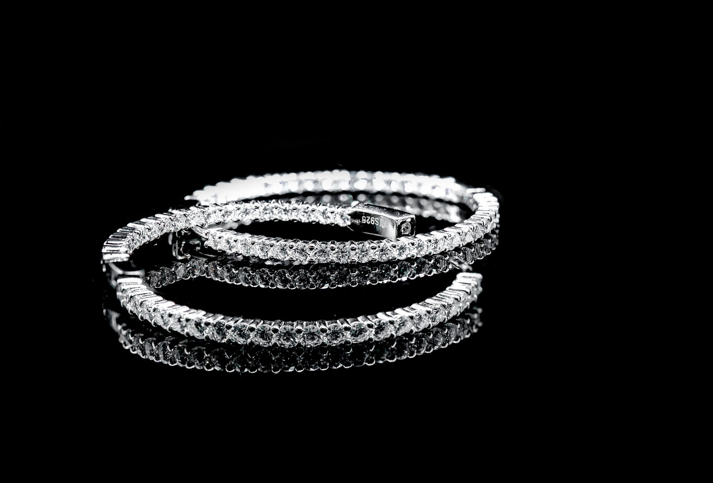 Moissanite Diamond VVS D Color Stunning Hoops Real Silver 925 - 25MM-45MM| PASS DIAMOND TESTER