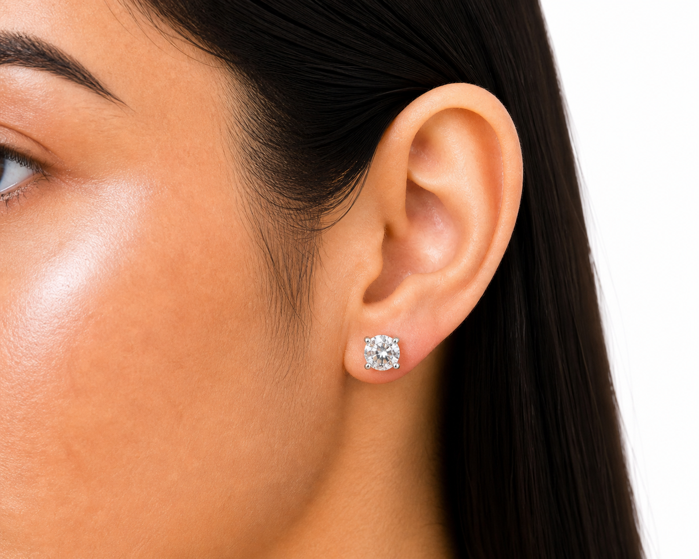 Rose Gold Moissanite Solitaire Stud Earrings — VVS D Color | GRA Certified