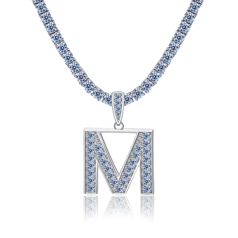 A-Z Letter initials - Alphabet charm with Moissanite VVS D Color with 925 Silver 1.00 CARAT | PASS DIAMOND TESTER!!!! WITH NECKLACE/WITHOUT NECKLACE