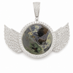 Custom moissanite wing photo pendant 55MM VVS D color GRA certified 925 silver Atlanta Paradise Gems