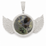 Custom moissanite wing photo pendant 55MM VVS D color GRA certified 925 silver Atlanta Paradise Gems