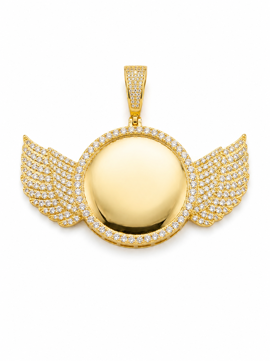 Custom Moissanite Wing Photo Pendant | VVS D Color | 925 Silver | 55MM | Free Picture
