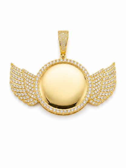 Custom Moissanite Wing Photo Pendant | VVS D Color | 925 Silver | 55MM | Free Picture
