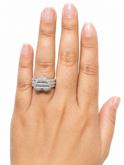 1.60 CTW DEW heart shaped moissanite ring baguette round VVS D color 925 sterling silver 