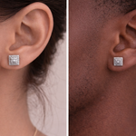 Moissanite iced out square stud earrings 8MM screw back VVS D color GRA certified 925 silver — Paradise Gems Atlanta