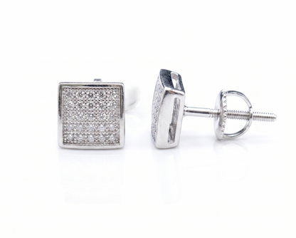 Moissanite 3D square stud earrings 7.5MM screw back VVS D color GRA certified 925 silver Atlanta
