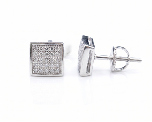 Moissanite 3D square stud earrings 7.5MM screw back VVS D color GRA certified 925 silver Atlanta