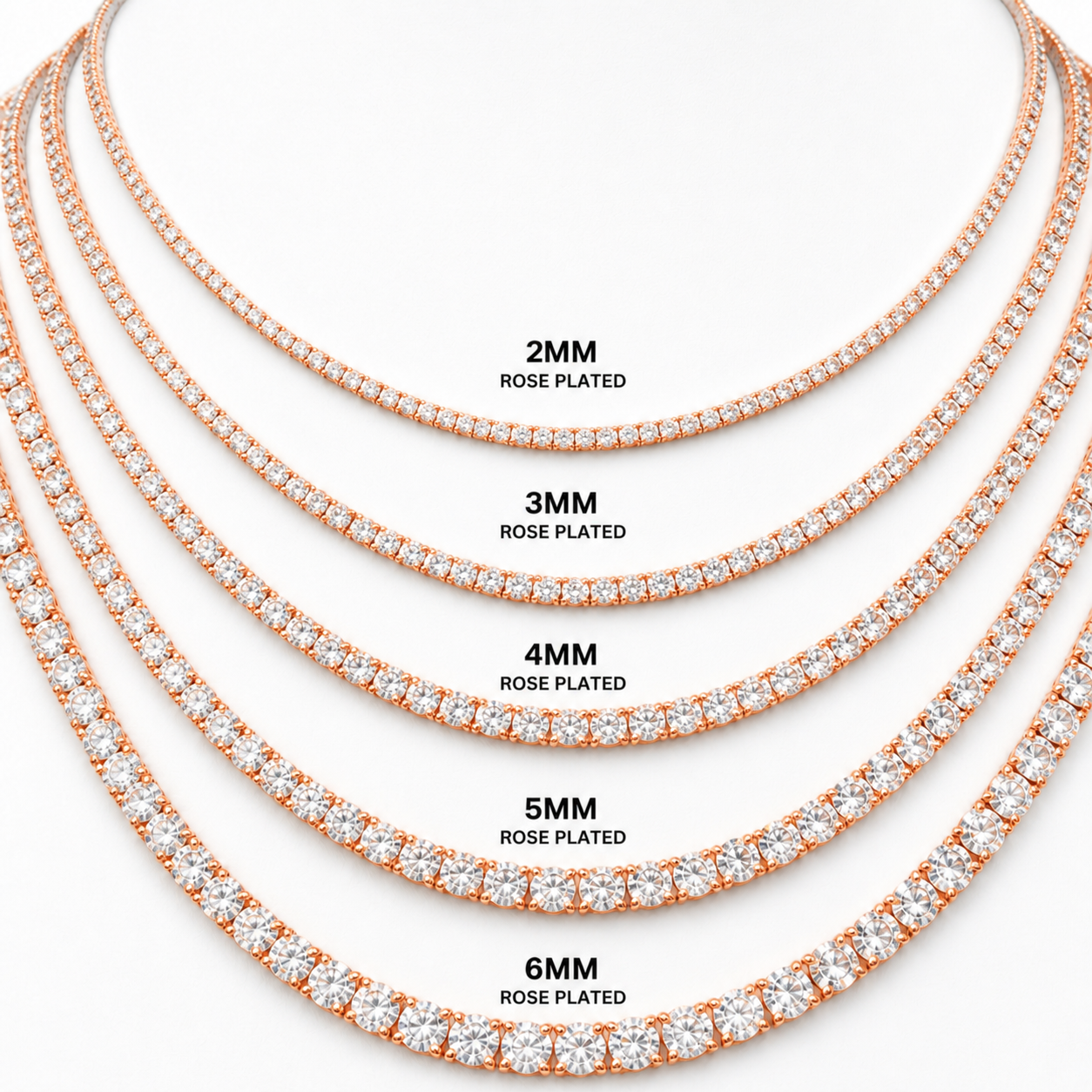 Moissanite tennis chain 5MM rose gold VVS D color GRA certified 925 silver women Atlanta Paradise Gems