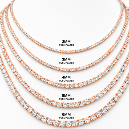 Moissanite tennis chain 5MM rose gold VVS D color GRA certified 925 silver women Atlanta Paradise Gems